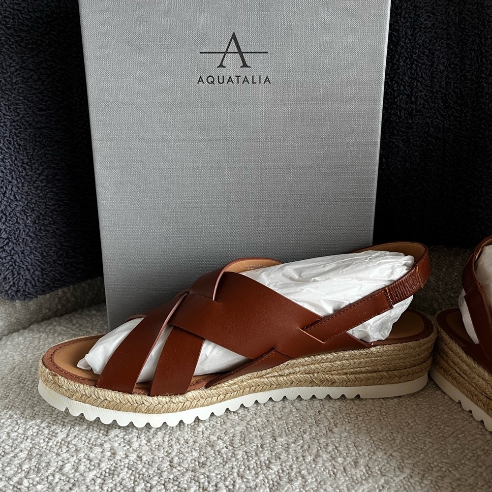 NWT Aquatalia Leather Amaya espadrille sandals~ size 10M - Picture 9 of 11